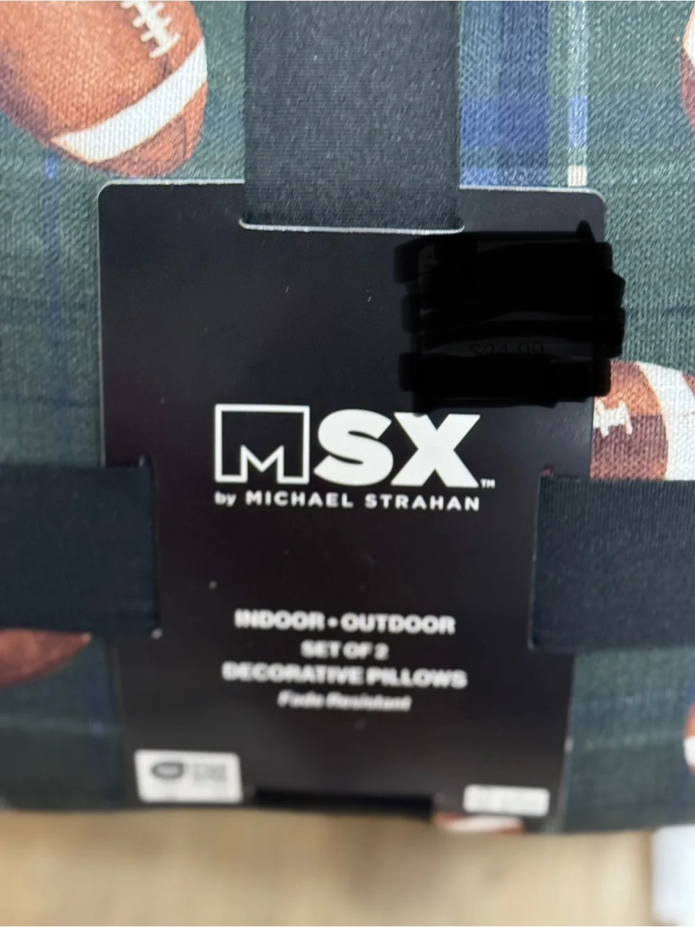 MSX Football Plaid Decorative Pillow Set in Dark Green and Brown